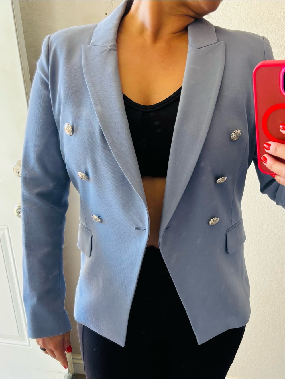 White House Black Market Double-Breasted Light Blue Blazer like new